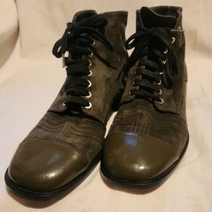 Chanel Green Olive Dark Suede Derby Wave CHANEL Shoes Ankle Boots & Booties